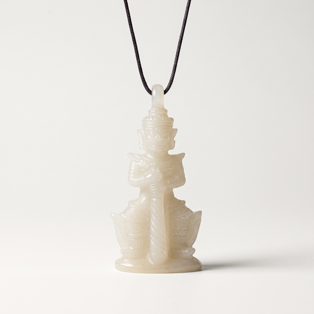 Sacred Guardian Yak — White Jade Talisman of Endurance & Pure Qi